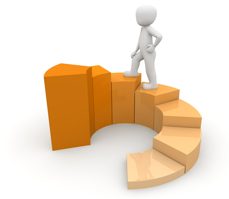 Person taking steps to top